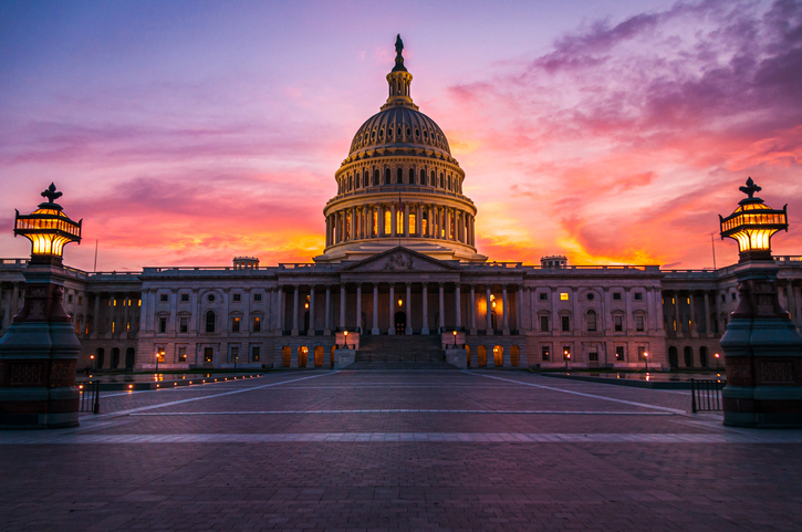Photo of the U.S. Capitol at sunset.