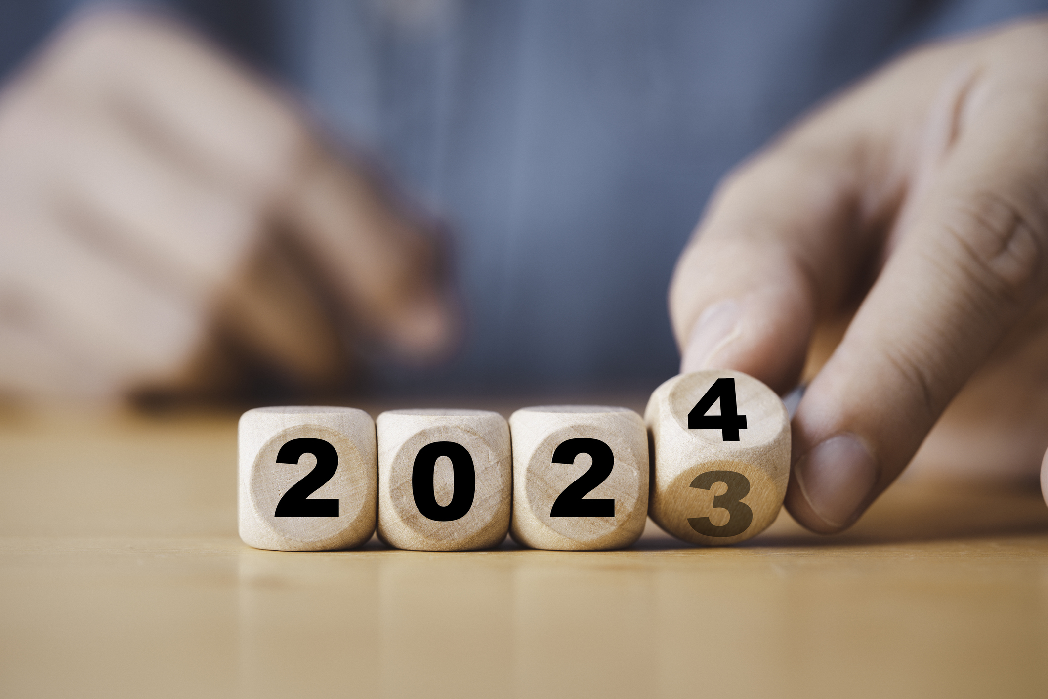 blocks with each digit of 2023, switching to 2024