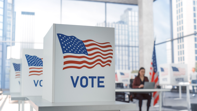 Photo of a voting booth.