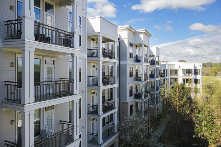 Photo of an apartment community exterior.