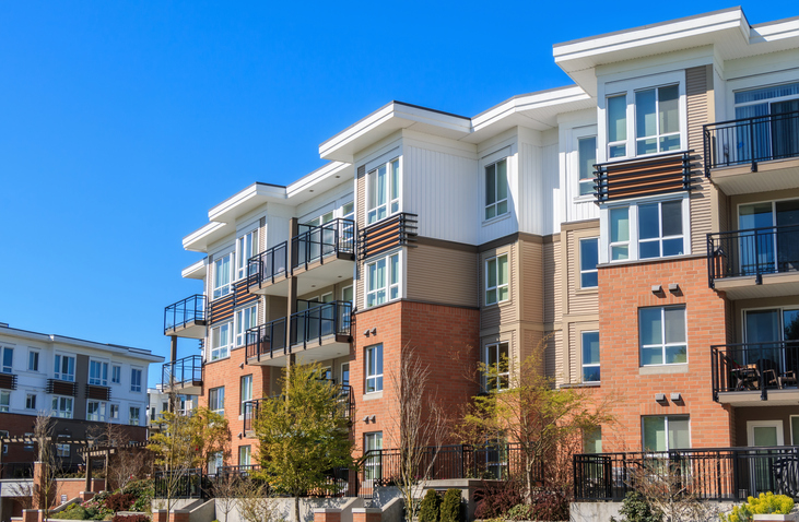 Photo of an apartment community exterior.