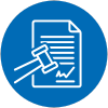 icon of a document with a gavel overlaid