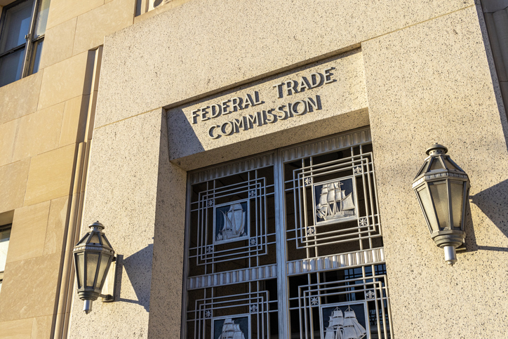Photo of the Federal Trade Commission (FTC) building with sign.