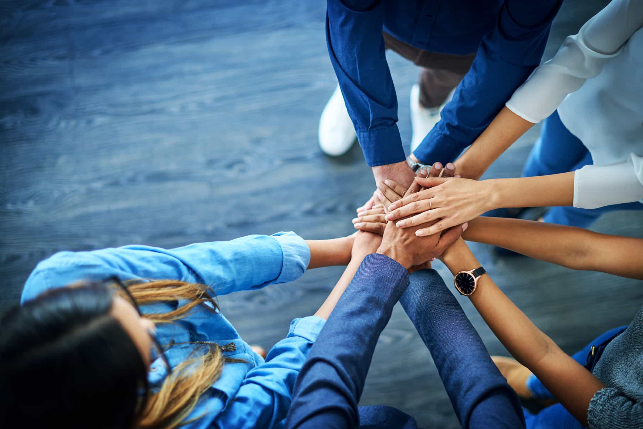 teamwork, team in huddle