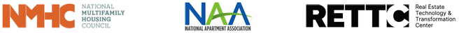 Logos of the National Apartment Association, National Multifamily Housing Council, and Real Estate Technology and Transformation Center