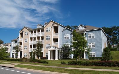 Photo of an apartment community exterior.