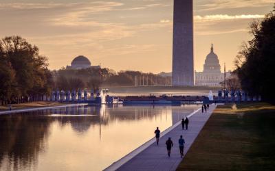 Photo of Washington, D.C. featuring the Washington Monument, Capitol Building and National Mall.