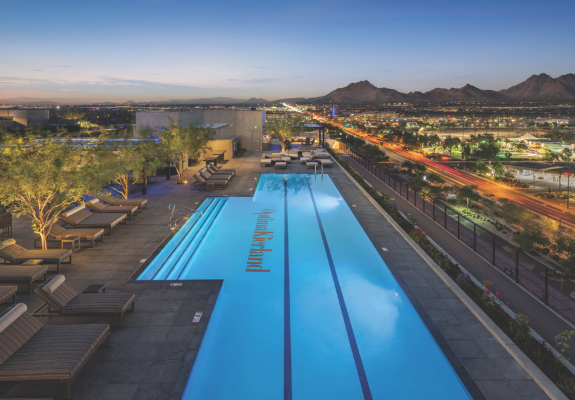 outdoor pool on apartment building roof