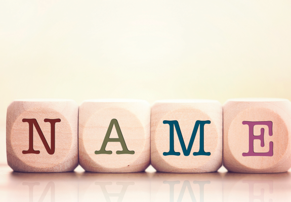 the word "name" spelled out in blocks