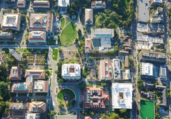 college campus arial view