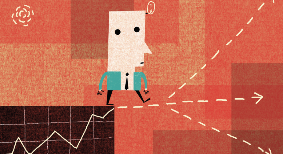 cartoon man with multiple possible pathways ahead of him