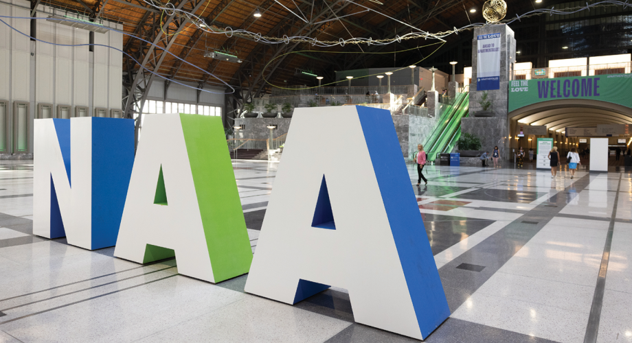 jumbo NAA letters at Apartmentalize 2024