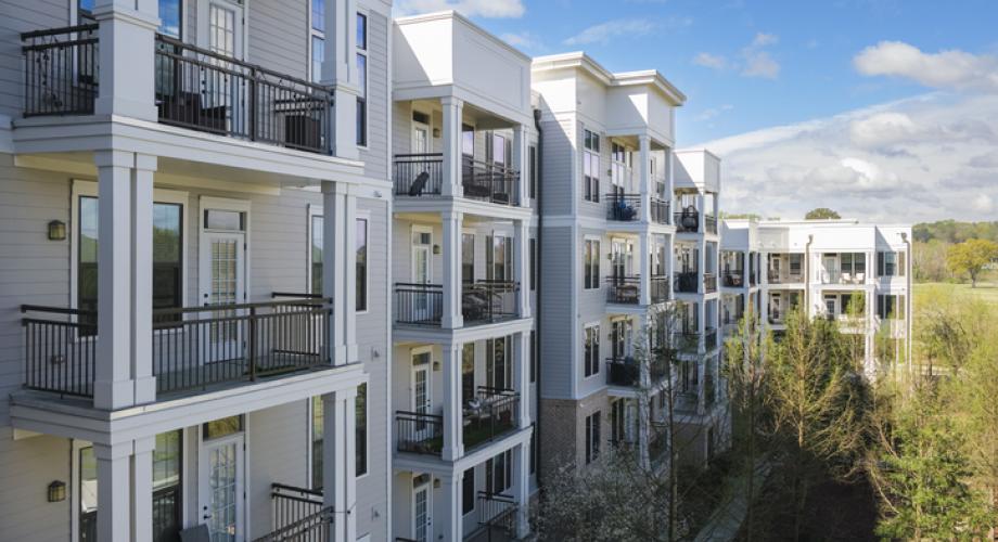 Photo of an apartment community exterior.