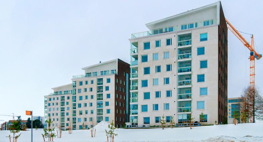 apartment building being built in winter