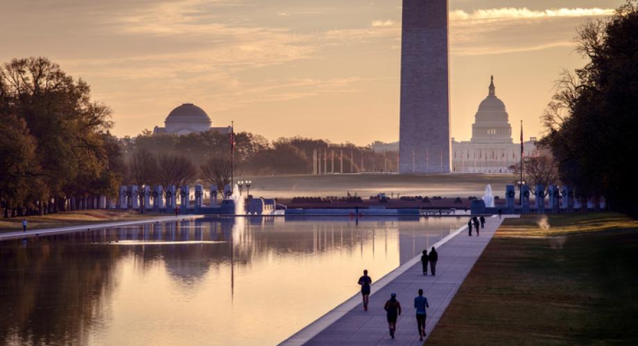 Photo of Washington, D.C. featuring the Washington Monument, Capitol Building and National Mall.