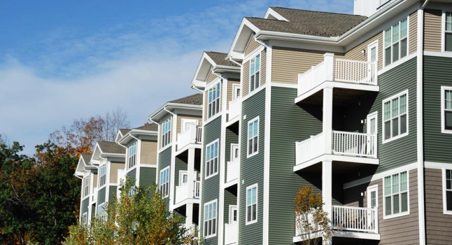 Photo of an apartment community, exterior.
