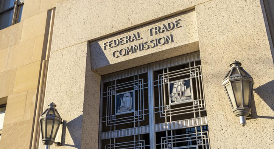 Photo of the Federal Trade Commission (FTC) building with sign.