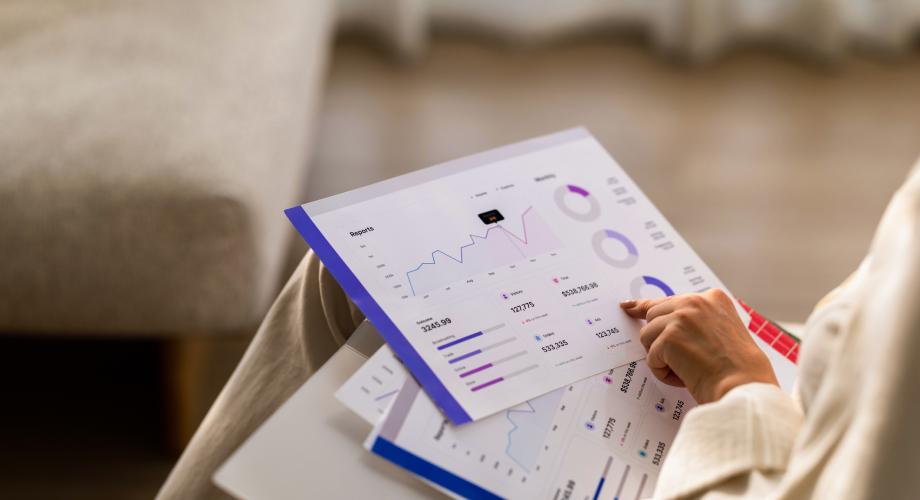A women looking at reports
