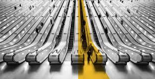 Elevator with one standing out