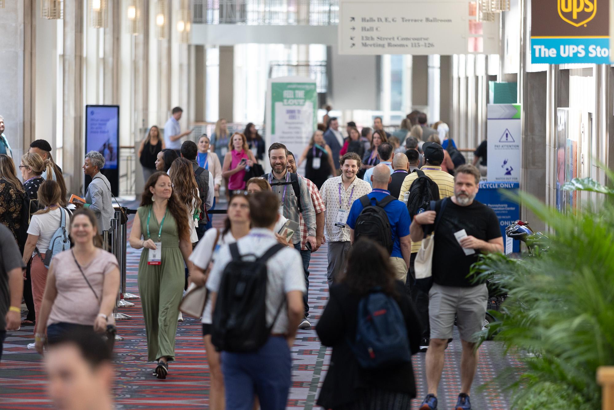 Apartmentalize attendees arrive at the Pennsylvania Convention Center.