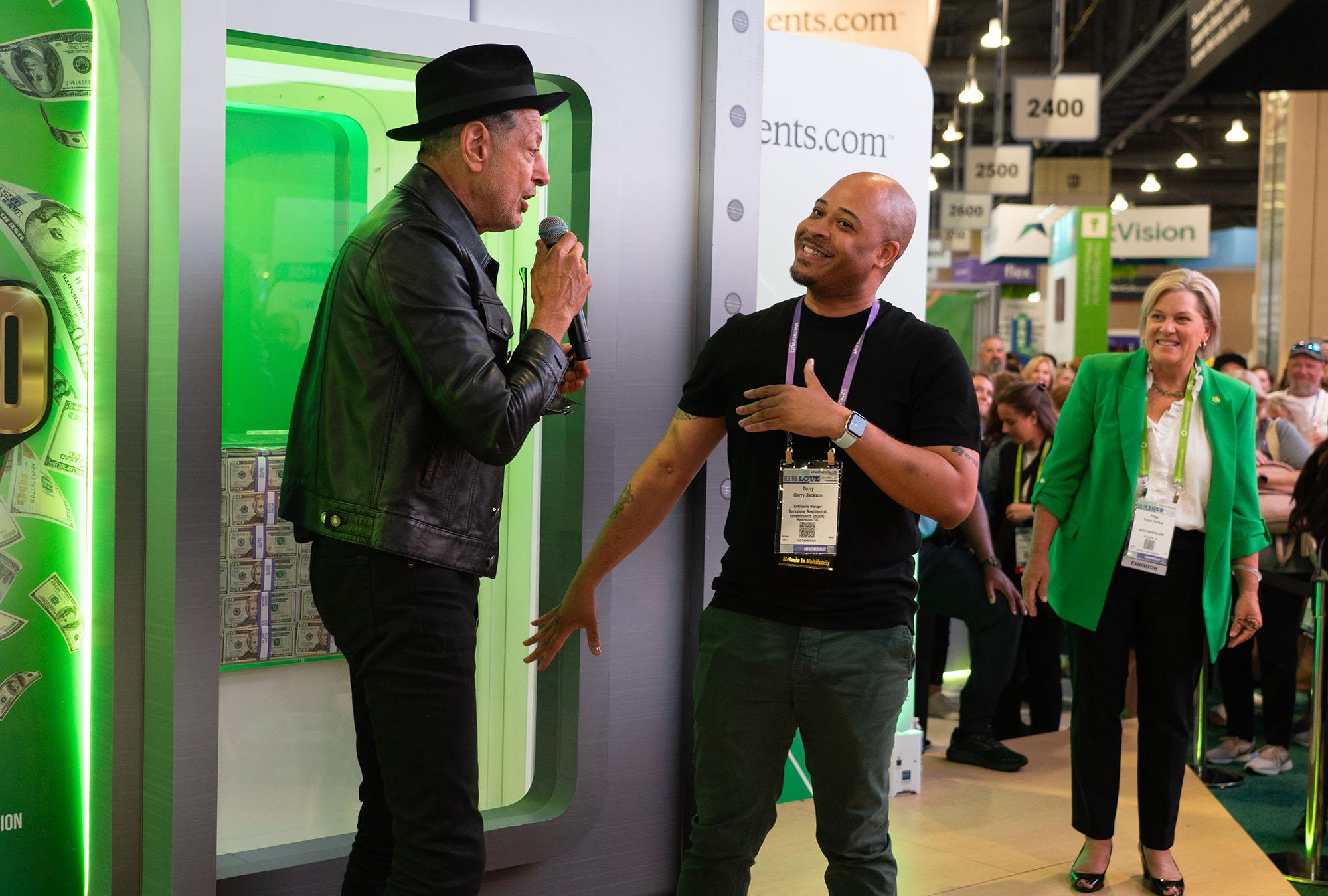 The NAA Exposition is home to more than a few surprises in Philly. (Jeff Goldblum pictured speaking with an attendee at Apartmentalize)