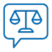 speech bubble with legal scales inside