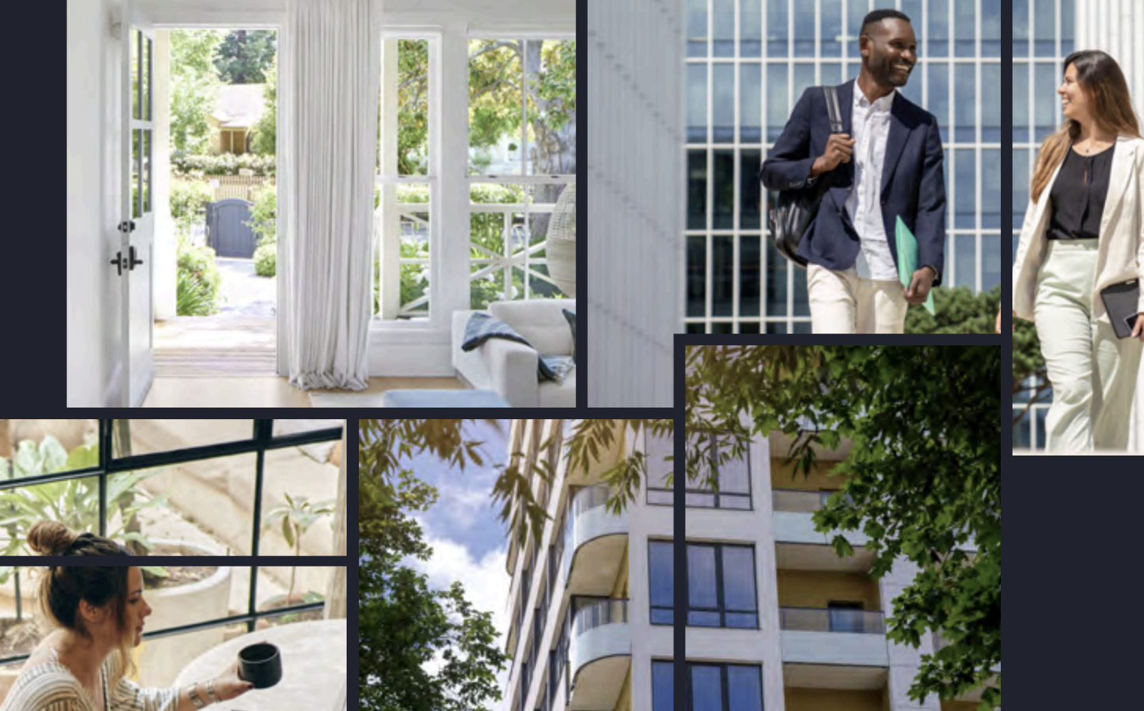 various images of apartments and people