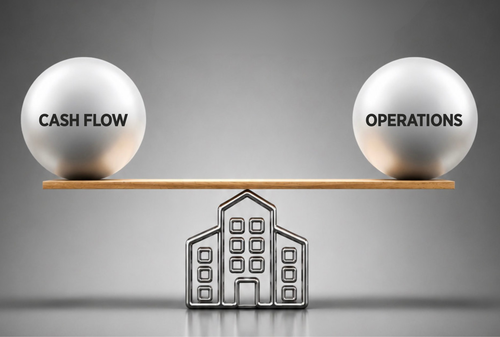 cash flow versus operations on a balanced scale